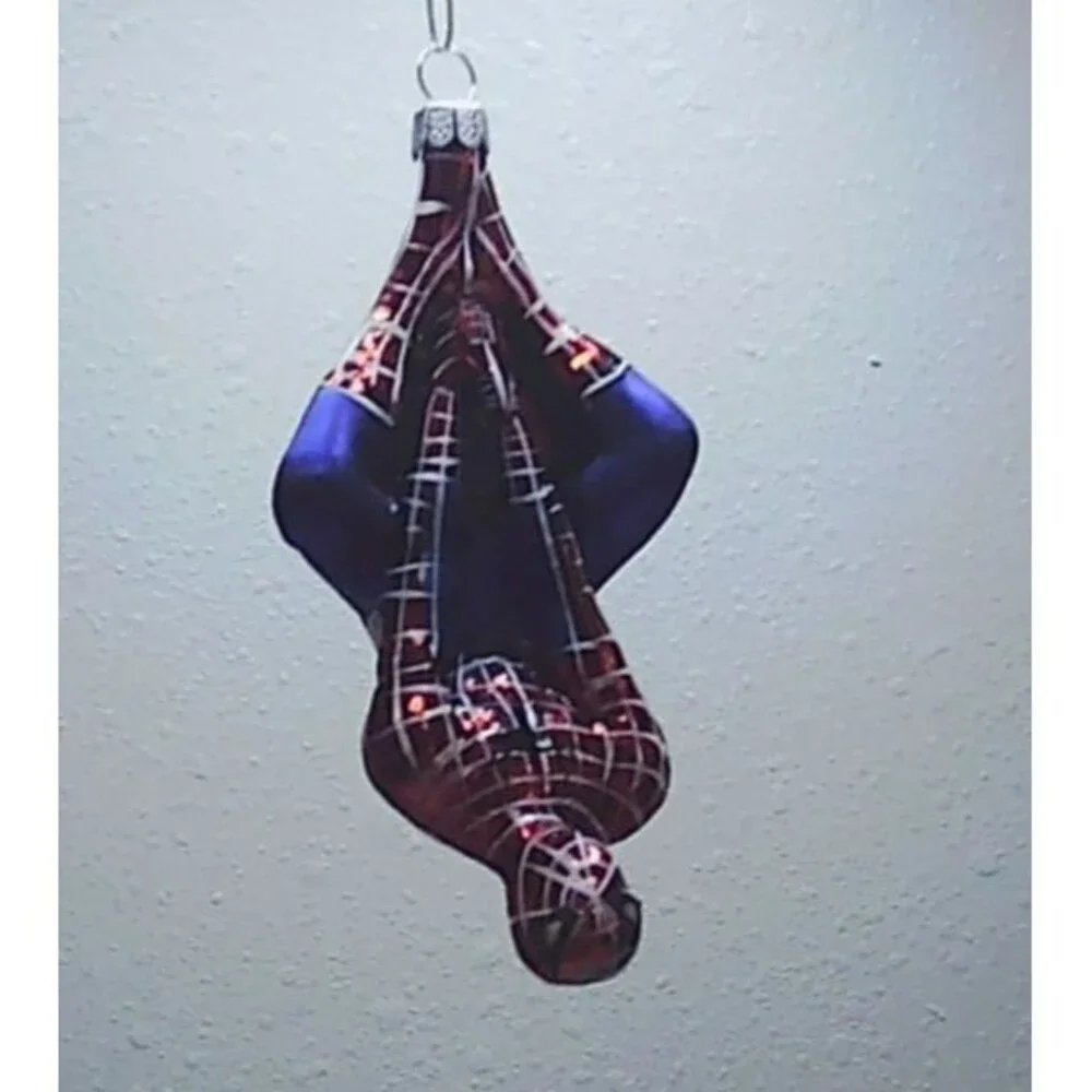 2007 Marvel Spiderman 3 Movie Glass Ornament Hanging Upside Down Rare